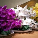 Artificial Moth Orchid with Boat Vase Various Colours