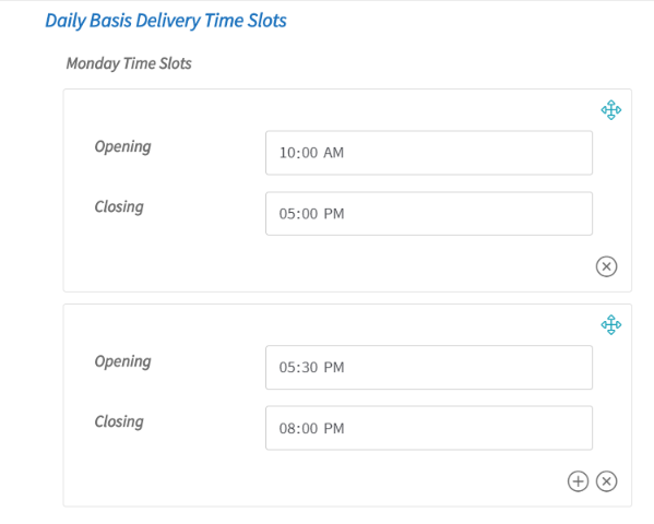 Daily Basis Delivery Time Slots