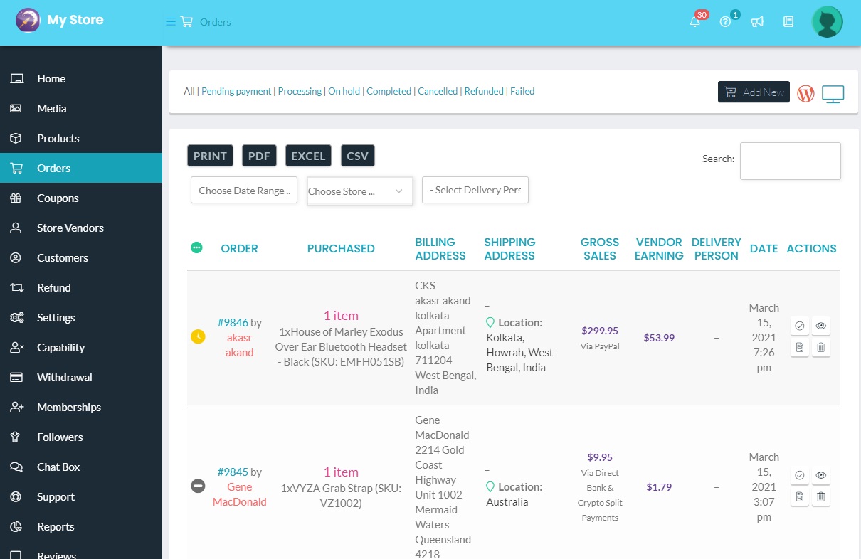 EziMoon Orders Dashboard