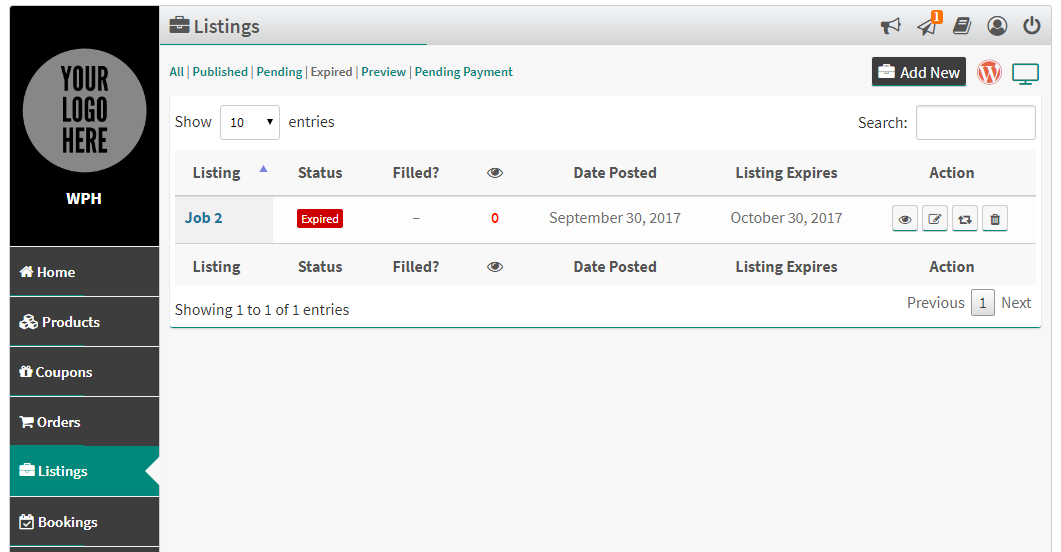 Listings Dashboard