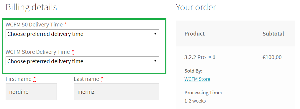 Mulitple Item Delivery Times