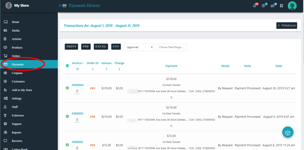 Withdrawal Transactions